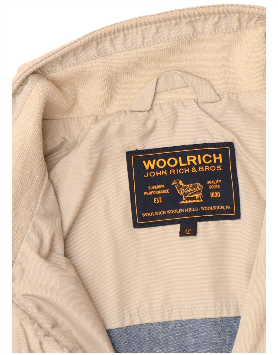 Giubbotto bomber da bambino WOOLRICH 11-12 anni in nylon beige