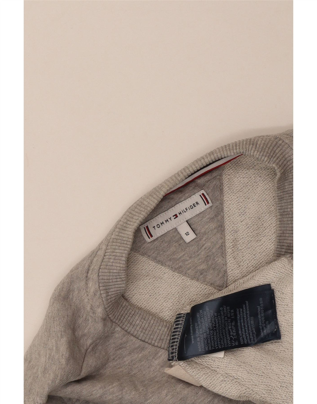 Tommy Hilfiger Ragazzi Felpa con grafica Maglione 11-12 anni Grigio chiazzato