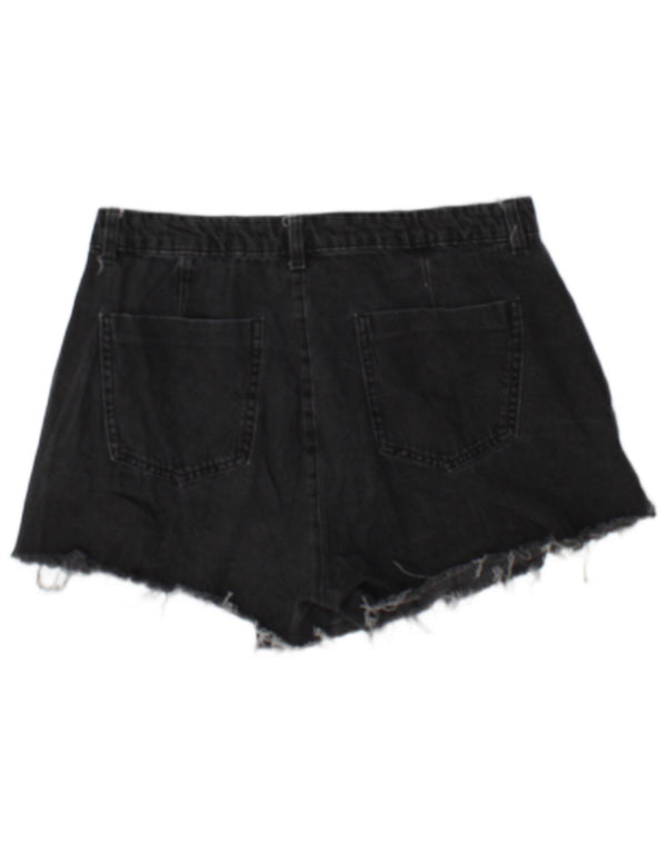Pantaloncini di jeans da donna Zara UK 14 grandi W30 cotone nero