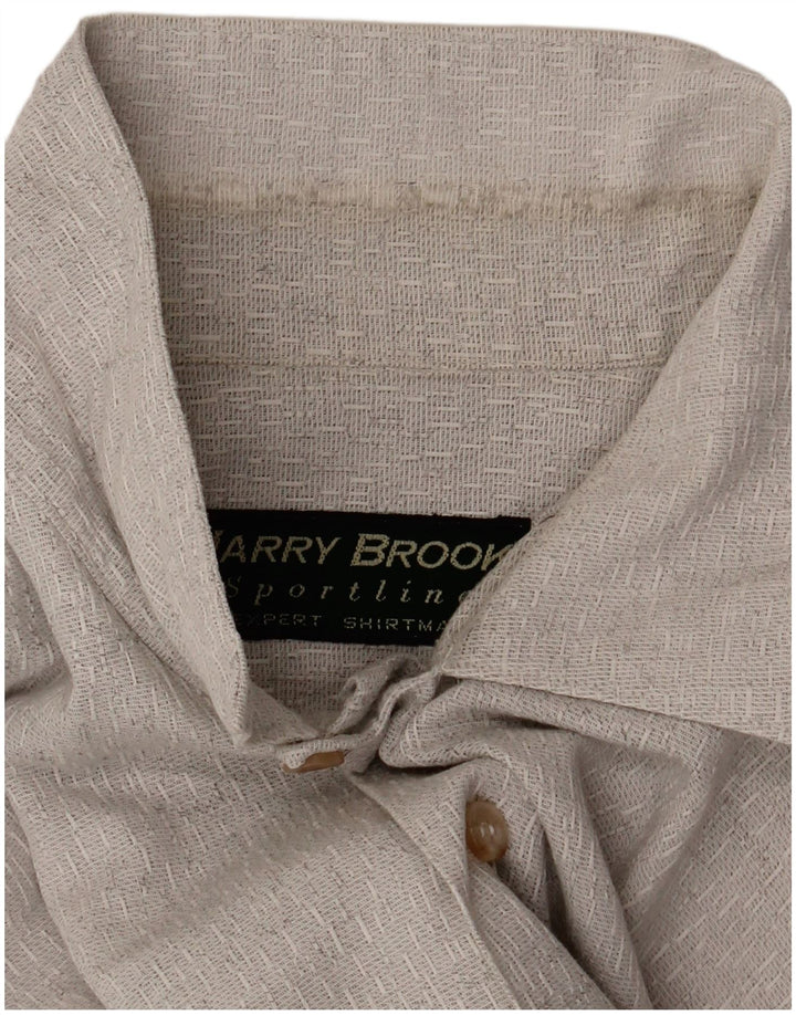 Camicia vintage da uomo a maniche corte grande in cotone grigio