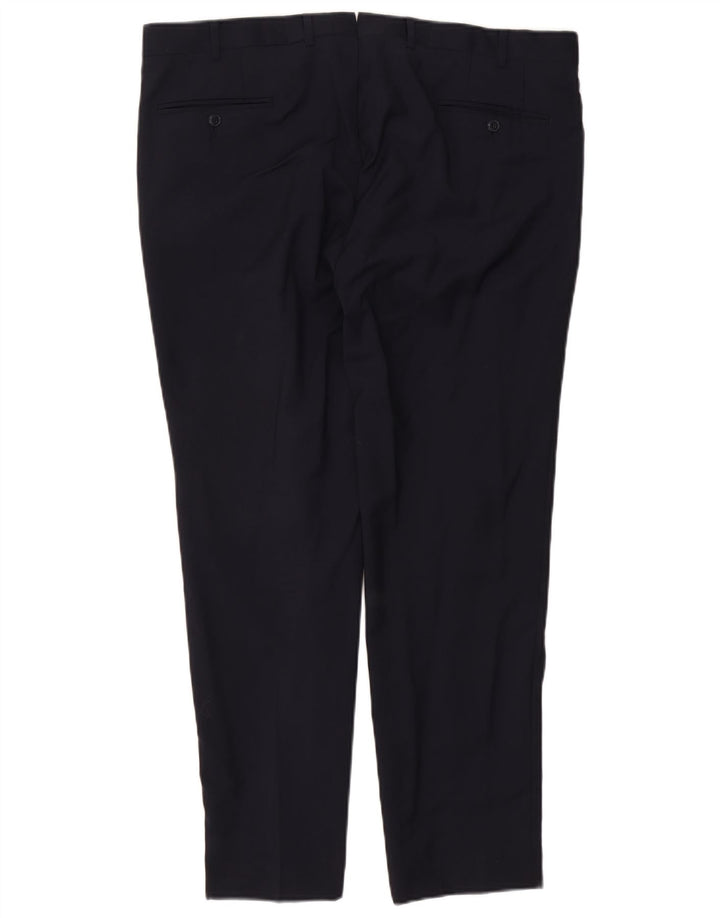 Pantaloni da abito slim vintage da uomo W40 L30 blu navy