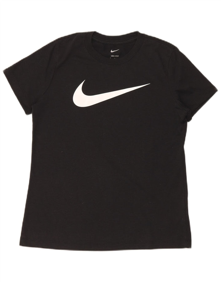 T-shirt grafica Nike Dri Fit da donna, taglia UK 14, poliestere nero medio