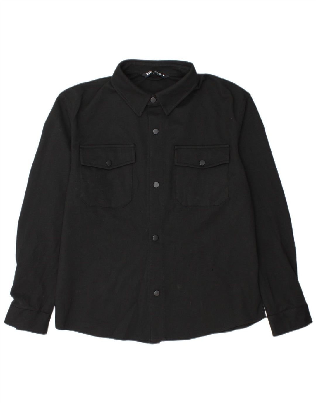 Camicia overshirt da uomo Zara grande in poliestere nero