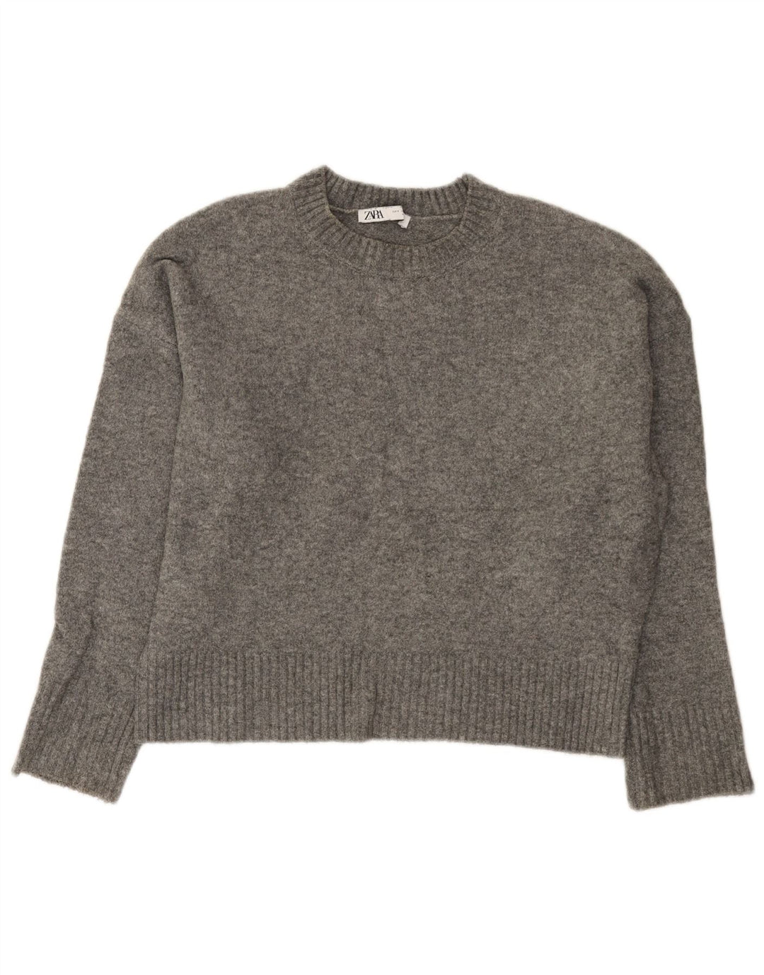 Maglione girocollo oversize da donna Zara UK 10 piccolo acrilico grigio