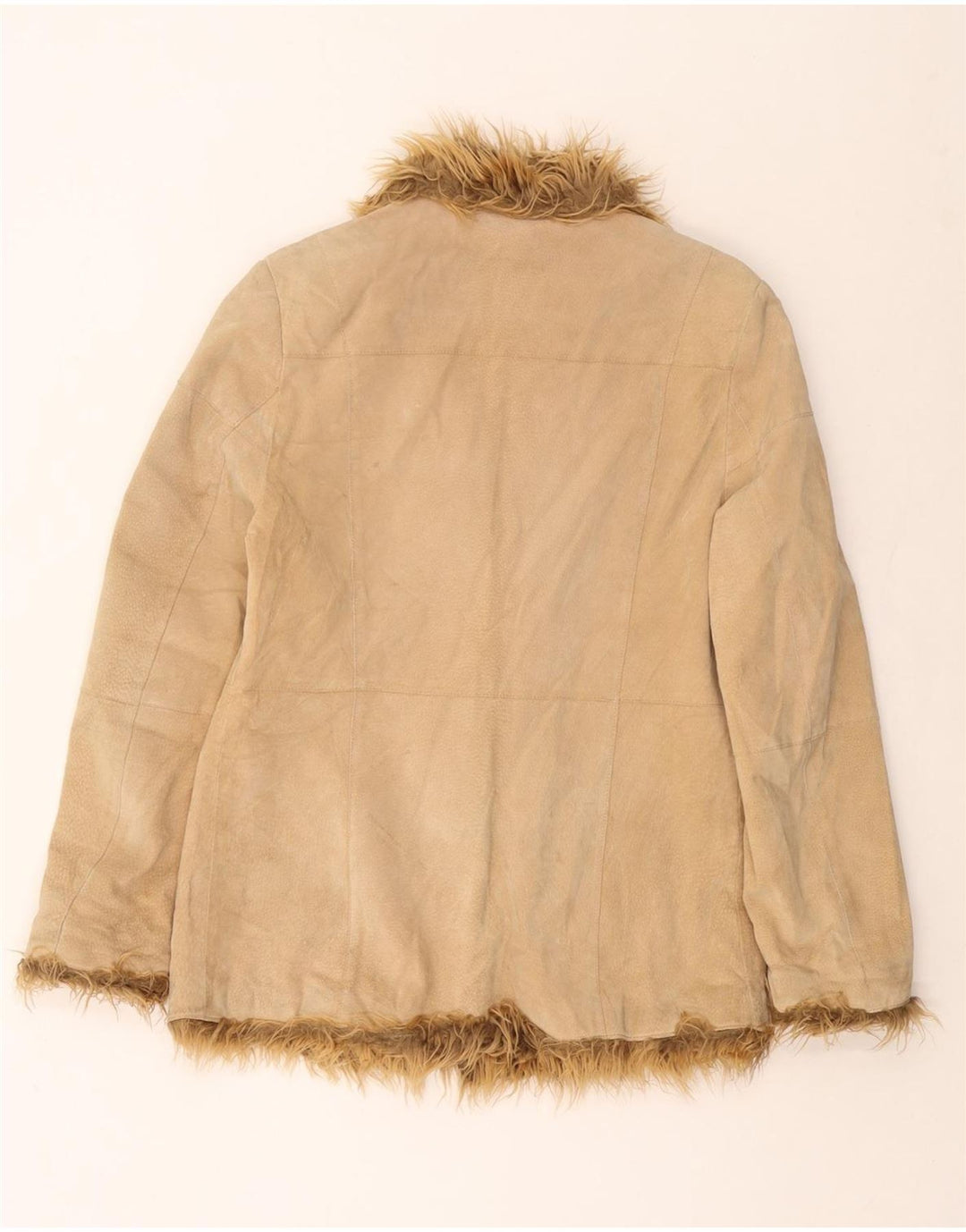 TOM TAILOR Giacca in pelle scamosciata da donna UK 16 Grande pelle beige