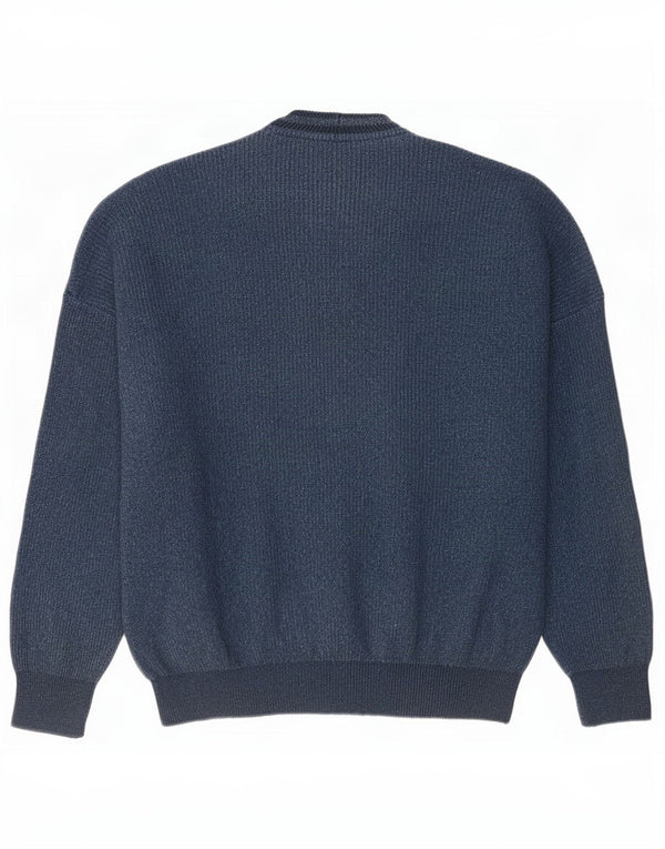 Maglione cardigan da uomo vintage IT 56 XL in cotone blu navy