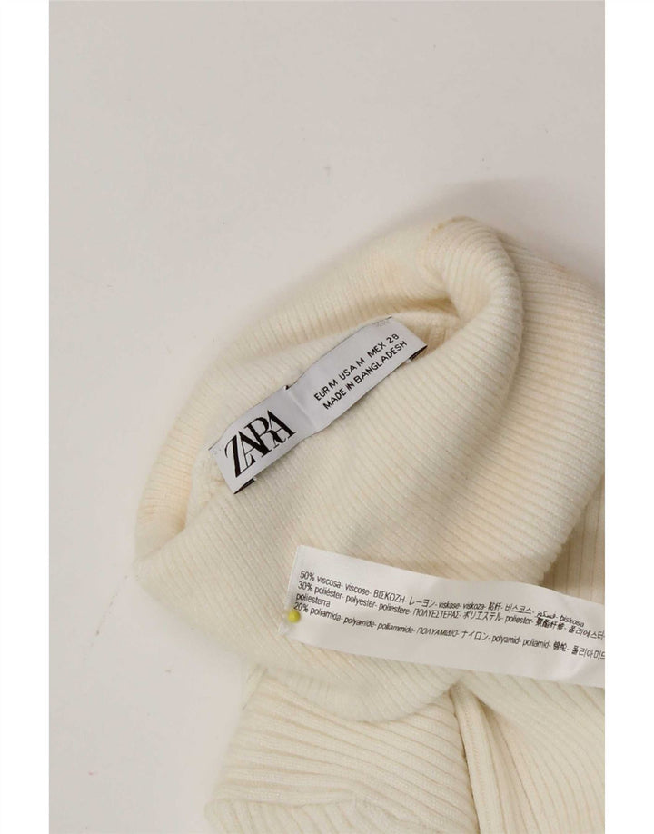 Maglione corto da donna Zara con collo alto, UK 12, viscosa bianca media