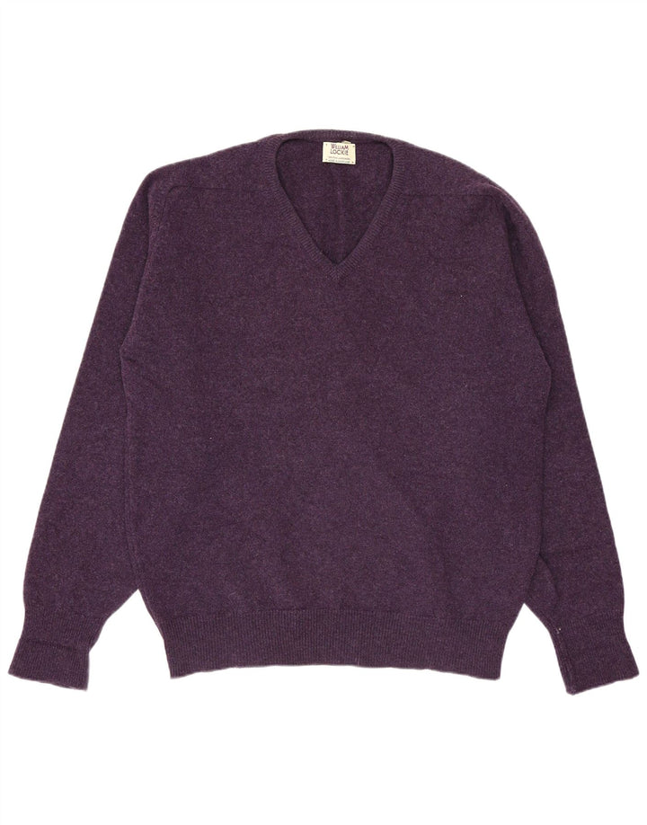 William Lockie Maglione da uomo con scollo a V, grande lana d'agnello viola