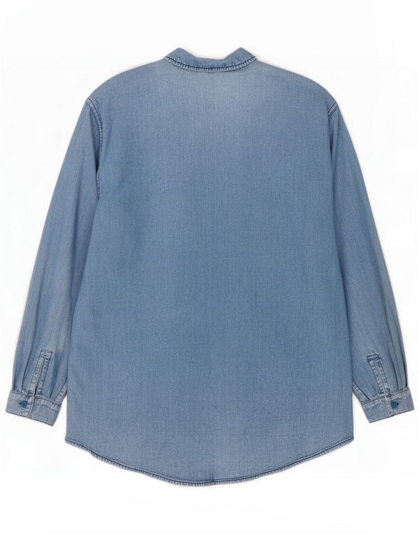 Gianni Lo Giudice Womens Longline Denim Shirt IT 46 Large Blue Cotton