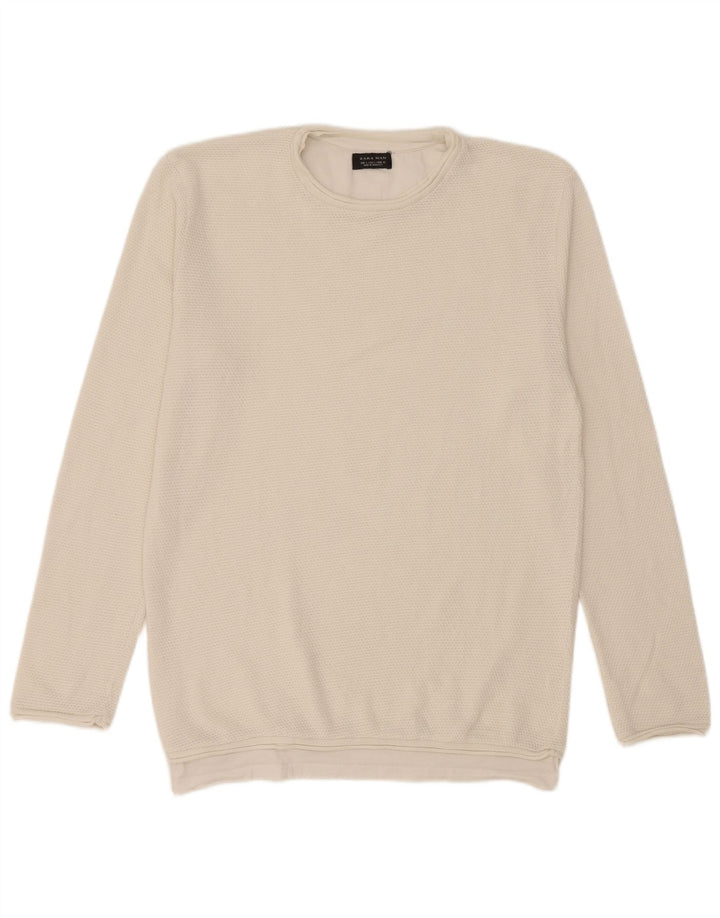 Maglione maglione girocollo da uomo Zara grande bianco