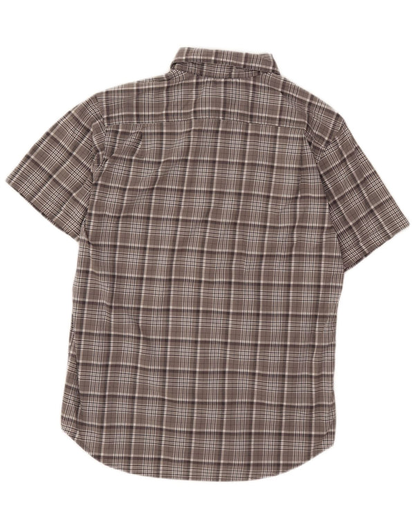 Camicia a maniche corte da uomo Columbia in cotone a quadri grigio medio