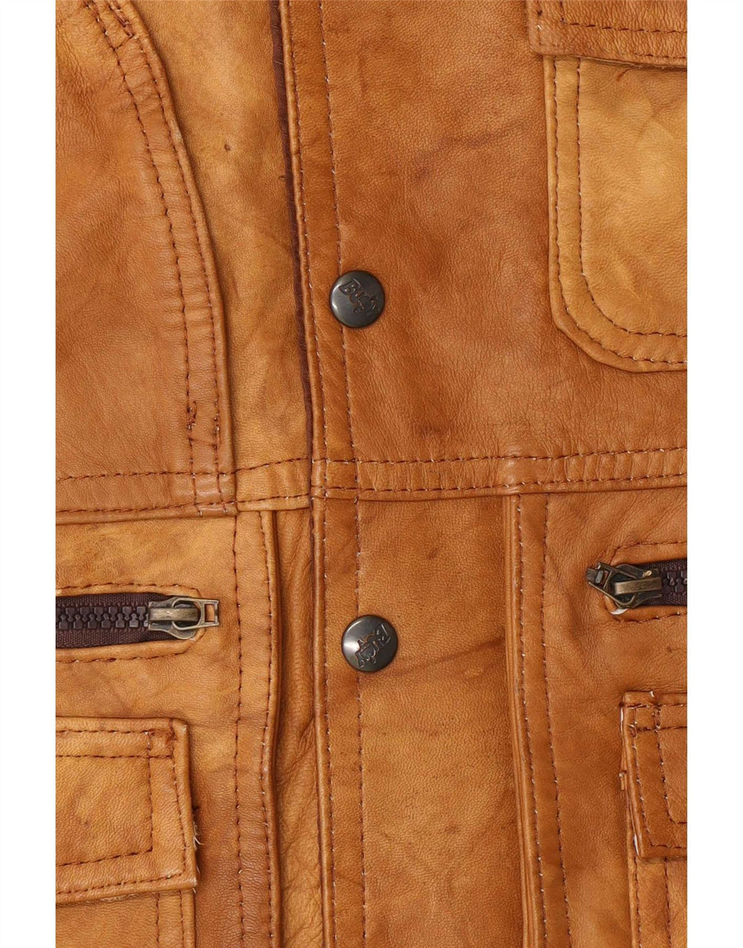 Giacca utilitaria in pelle vintage da uomo UK 38 Marrone medio