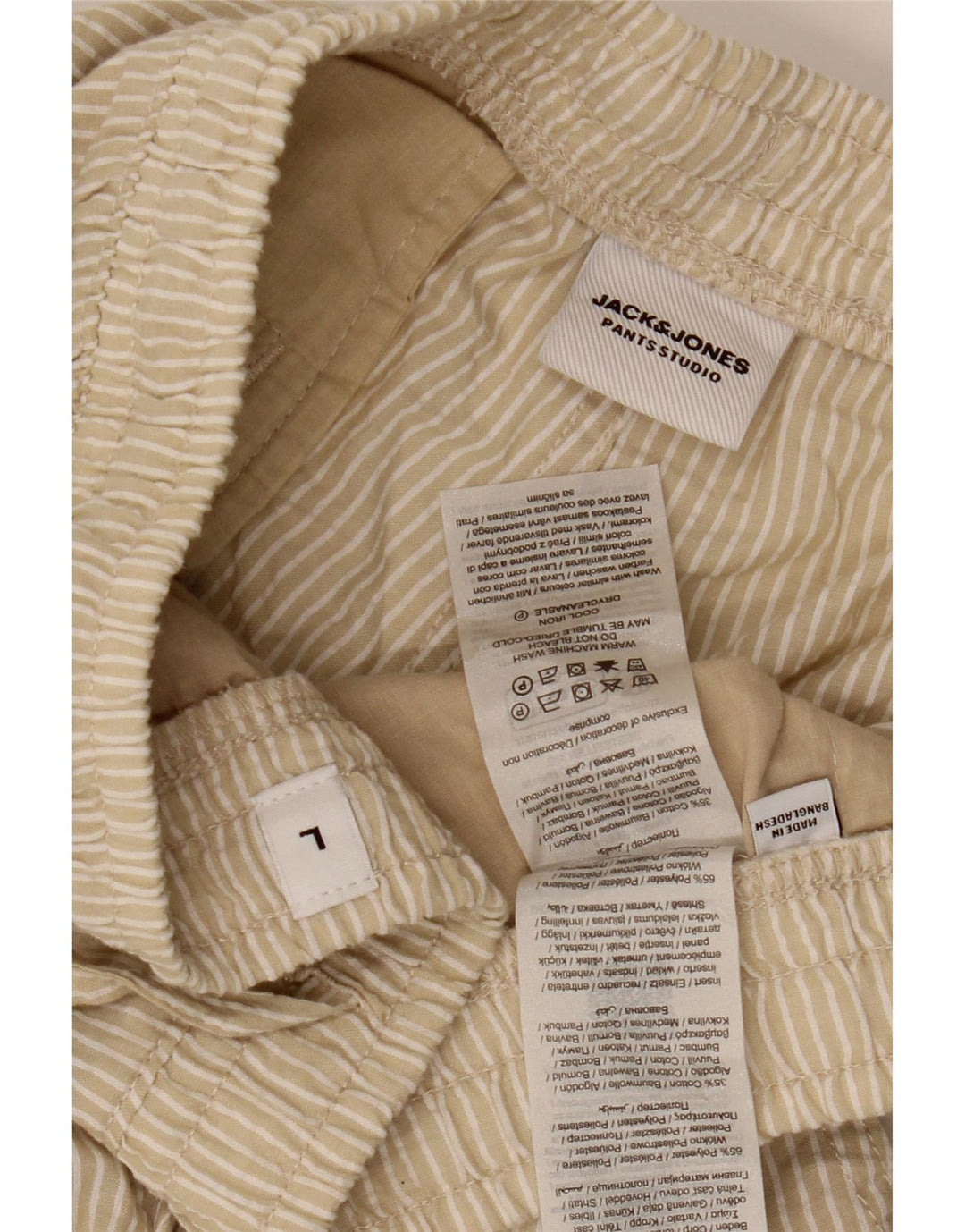 Pantaloncini sportivi da uomo Jack & Jones grandi poliestere gessato beige