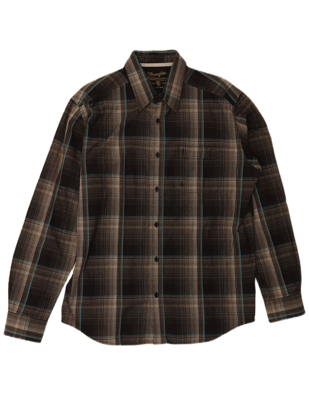Camicia da uomo WRANGLER grande cotone a quadri marroni