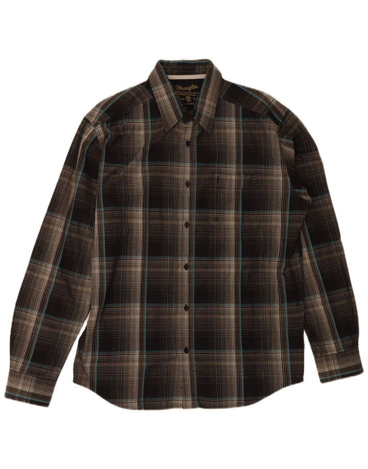 Camicia da uomo WRANGLER grande cotone a quadri marroni
