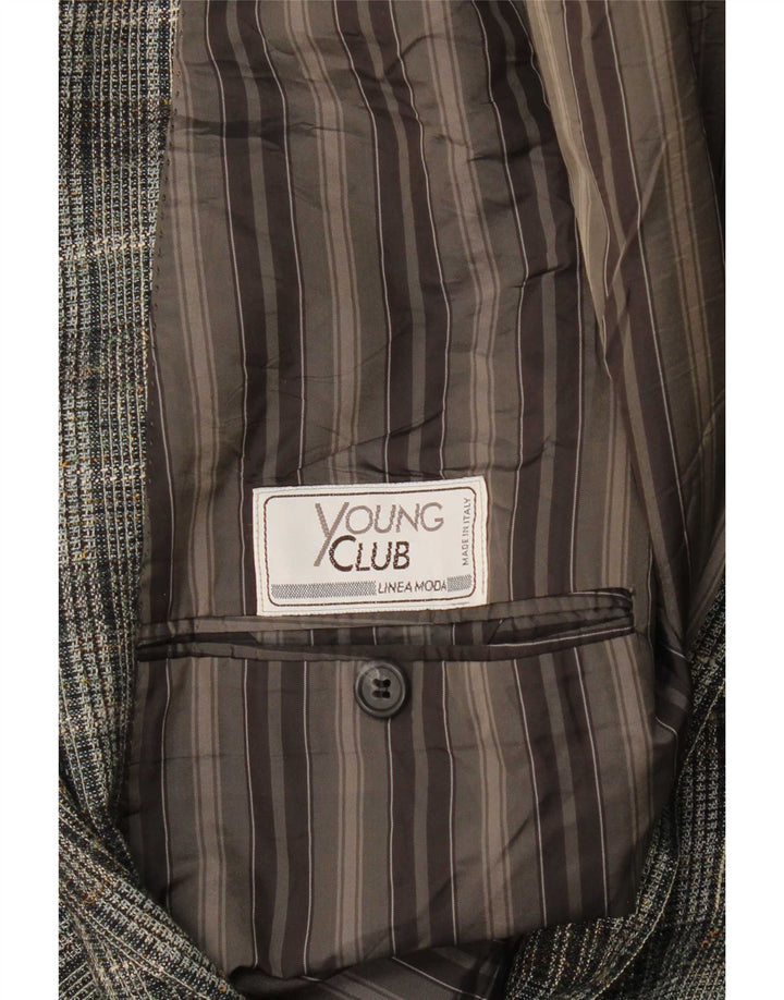 Giacca blazer vintage da uomo a 2 bottoni UK 38 a quadri grigio medio