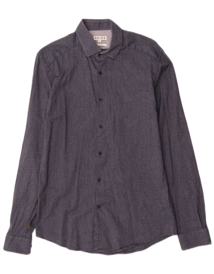 Camicia Reiss da uomo slim fit in cotone blu navy medio