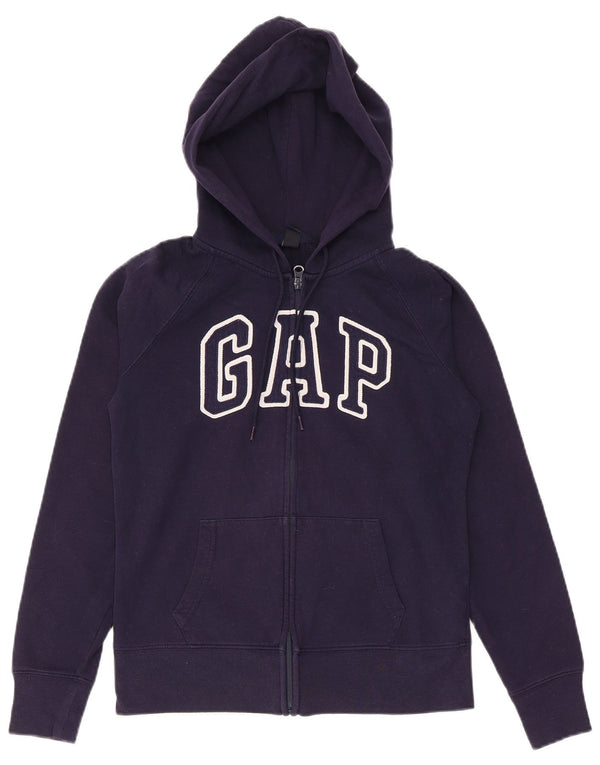 Maglione con cappuccio e zip grafica da donna Gap UK 10 piccolo cotone blu navy