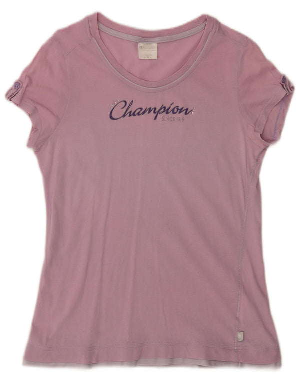 T-shirt grafica Champion da donna Easy Fit Top UK 12 cotone rosa medio