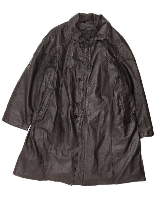 Cappotto in pelle vintage da donna UK 14 grande nero