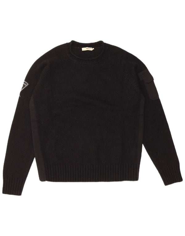 Maglione maglione girocollo da uomo Gas grande lana nera