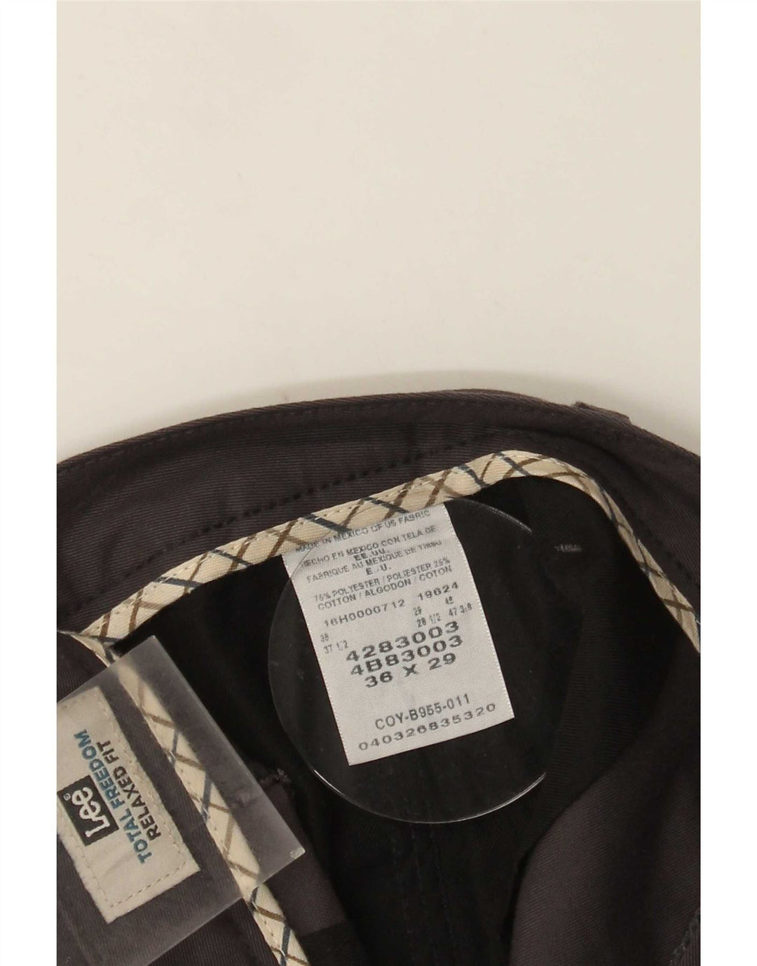 Pantaloni chino da uomo dalla vestibilità comoda Lee W36 L29 poliestere grigio