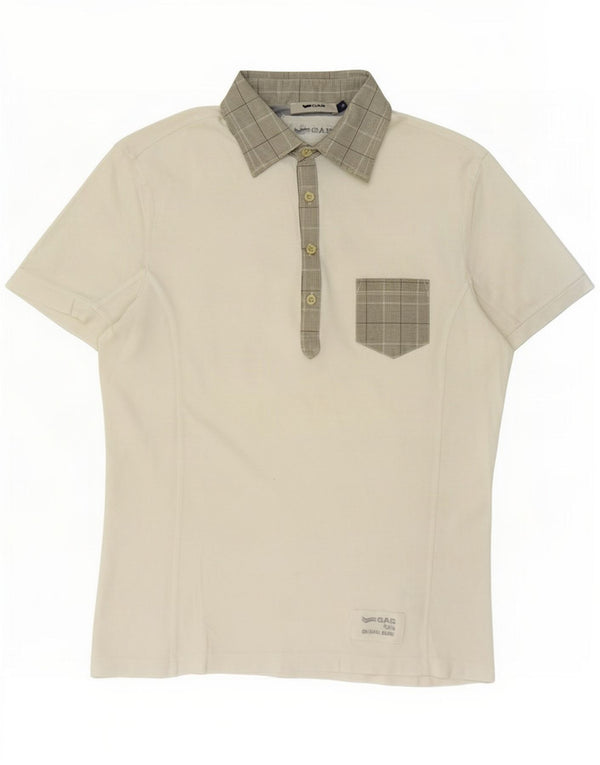 Gas Polo da donna UK 14 Medium Off White Colourblock Cotton