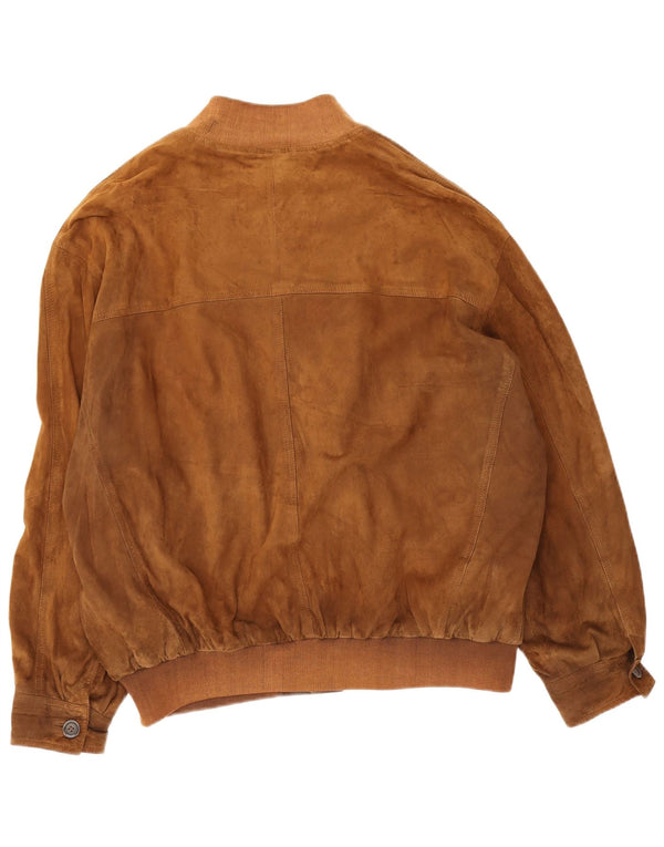 Giubbotto bomber in pelle scamosciata da uomo Theo Wormland UK 42 XL in pelle beige