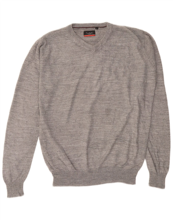 Maglione da uomo con scollo a V Pierre Cardin grande acrilico grigio