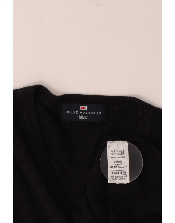 Maglione Marks & Spencer da uomo con scollo a V blu Harbour piccolo blu navy