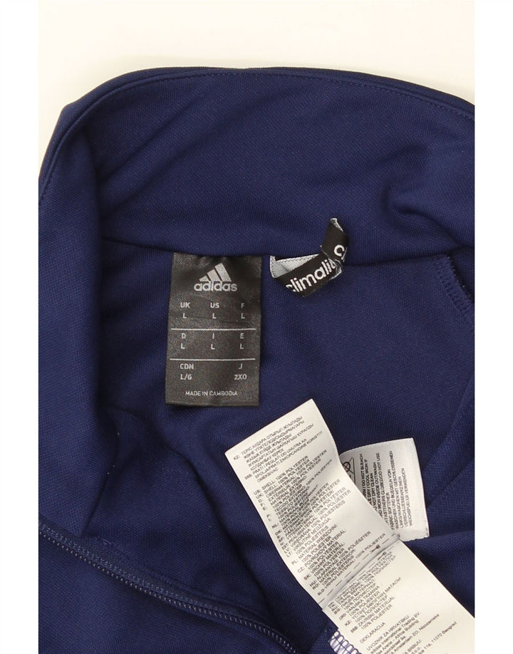 Adidas Uomo Climalite Zip Neck Pullover Tuta Top Large Blu Navy