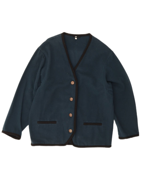 Maglione cardigan da donna vintage UK 12 lana blu navy media