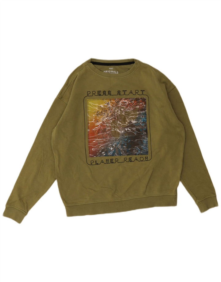 Felpa grafica da ragazzo Marks & Spencer 13-14 anni in cotone kaki