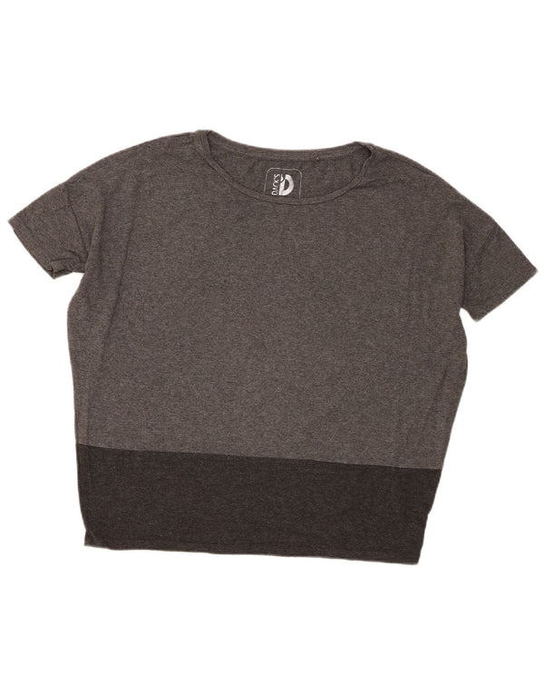 Dack's Womens Oversized T-Shirt Top UK 14 Medium Grey Colourblock Viscose