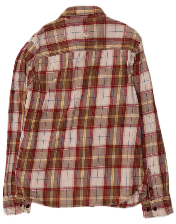 Camicia in flanella da uomo Fat Face, cotone a quadri kaki medio