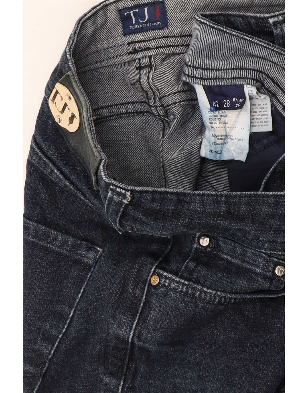 Jeans Slim Donna Trussardi W26 L28 Blu Navy Cotone