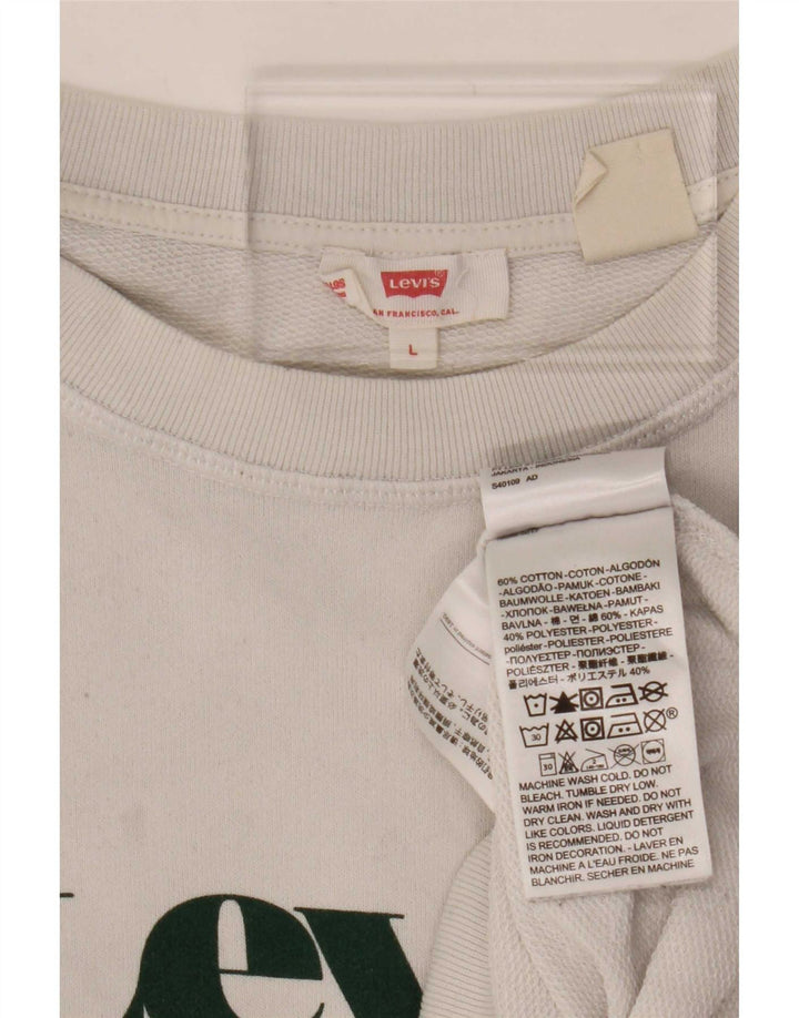 Levi's Donna Felpa oversize con grafica Maglione UK 16 Large Cotone bianco