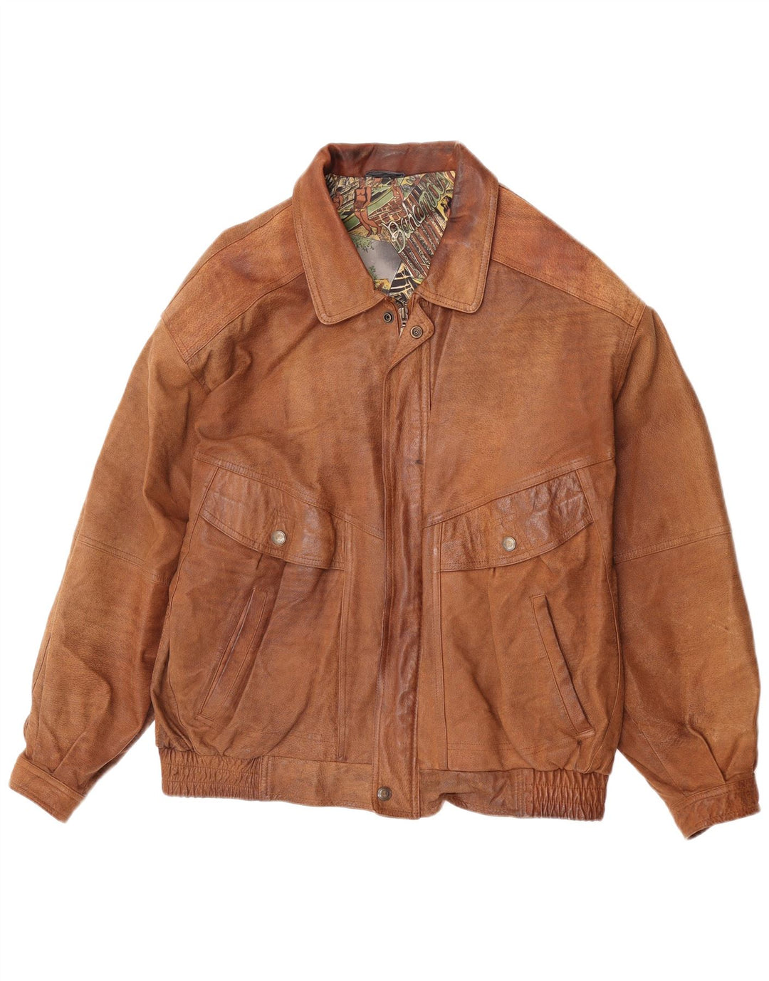 Giacca in pelle vintage da uomo UK 42 XL in pelle marrone