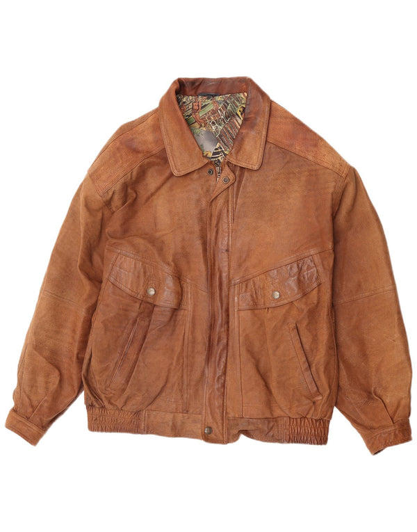 Giacca in pelle vintage da uomo UK 42 XL in pelle marrone