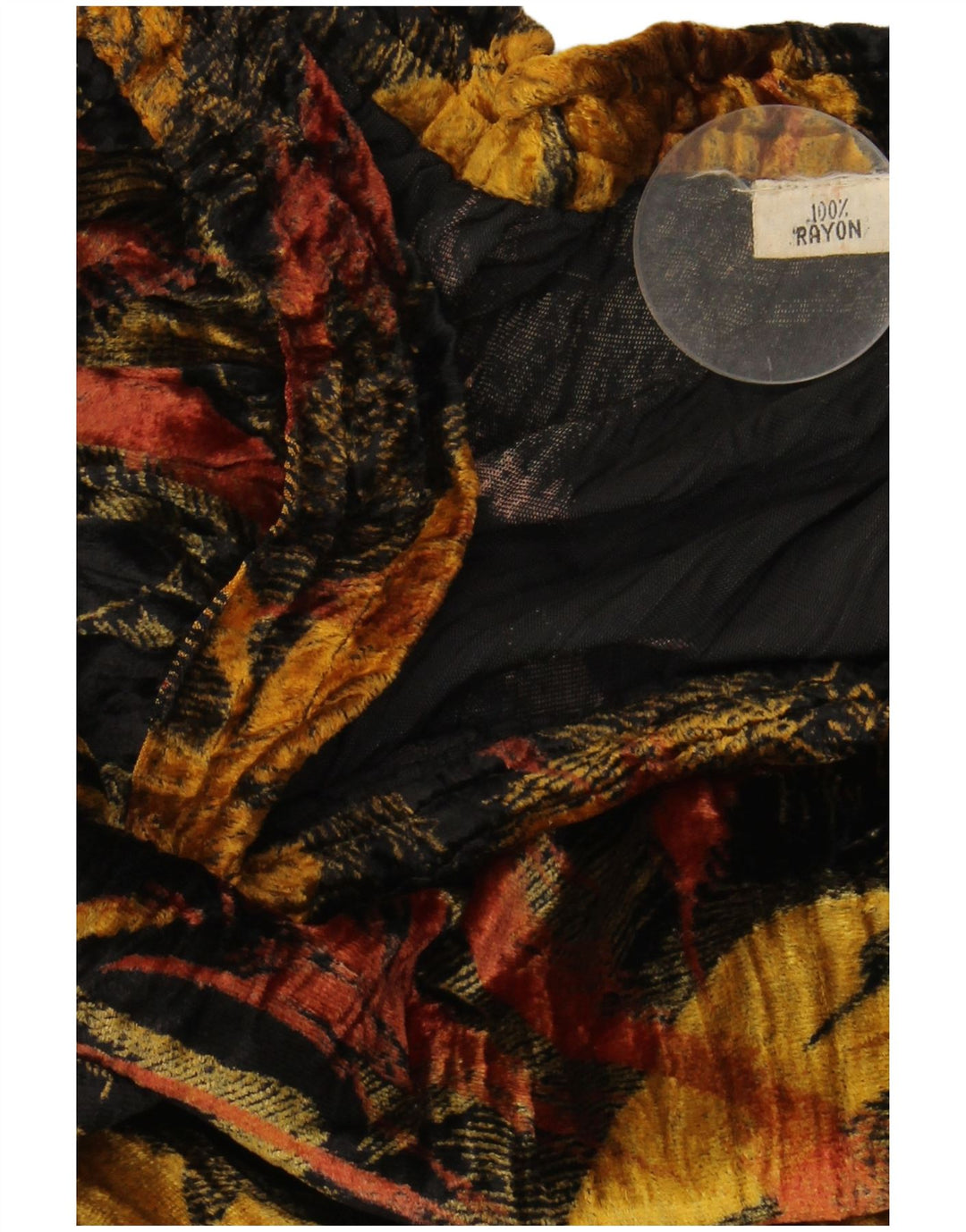 Gonna a trapezio in velluto da donna VINTAGE W38 XL Rayon floreale nero