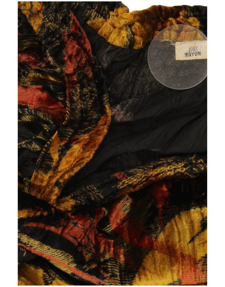 Gonna a trapezio in velluto da donna VINTAGE W38 XL Rayon floreale nero