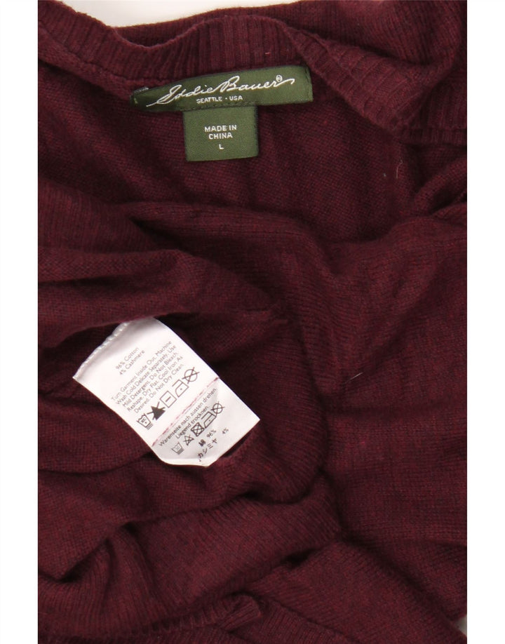 Maglione da uomo con scollo a V Eddie Bauer grande cotone bordeaux