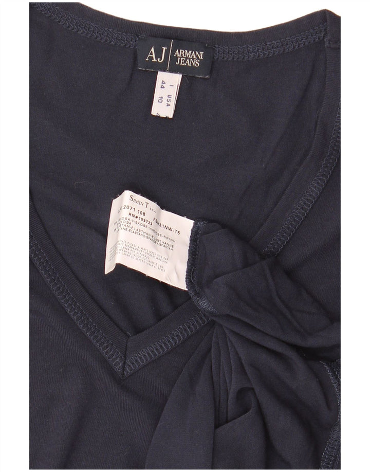 ARMANI JEANS T-shirt Crop da Donna Top IT 44 Medio Blu Navy Viscosa