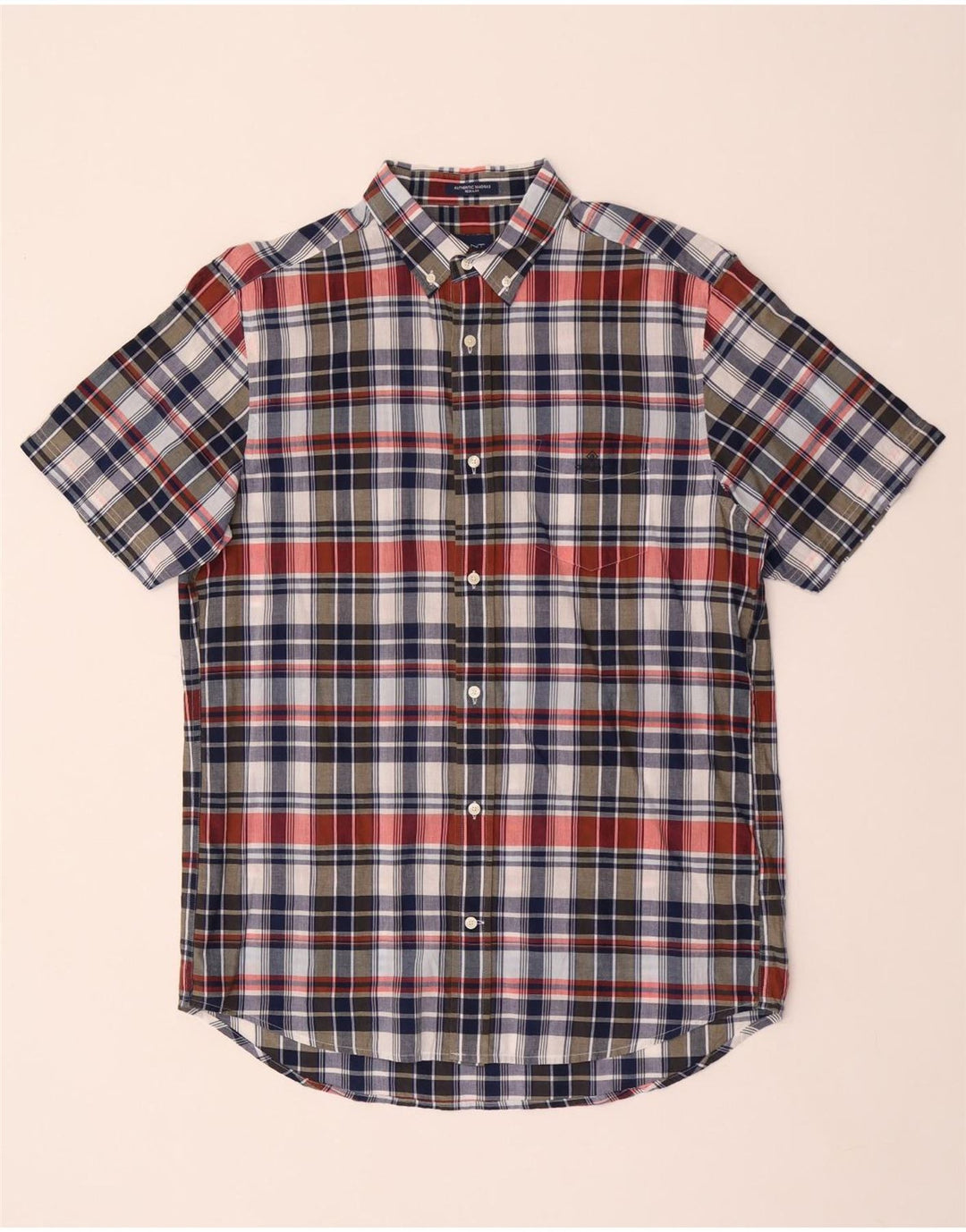 Gant Camicia da uomo a maniche corte taglia 41/42 16 1/2 grande quadretto multicolore