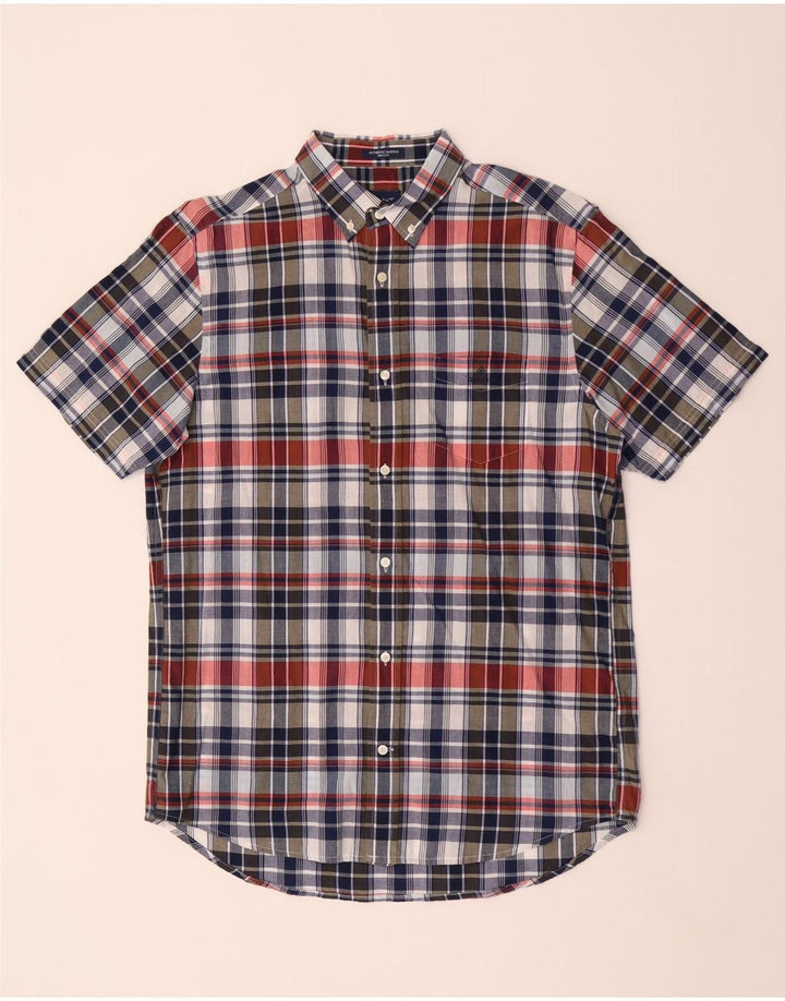 Gant Camicia da uomo a maniche corte taglia 41/42 16 1/2 grande quadretto multicolore