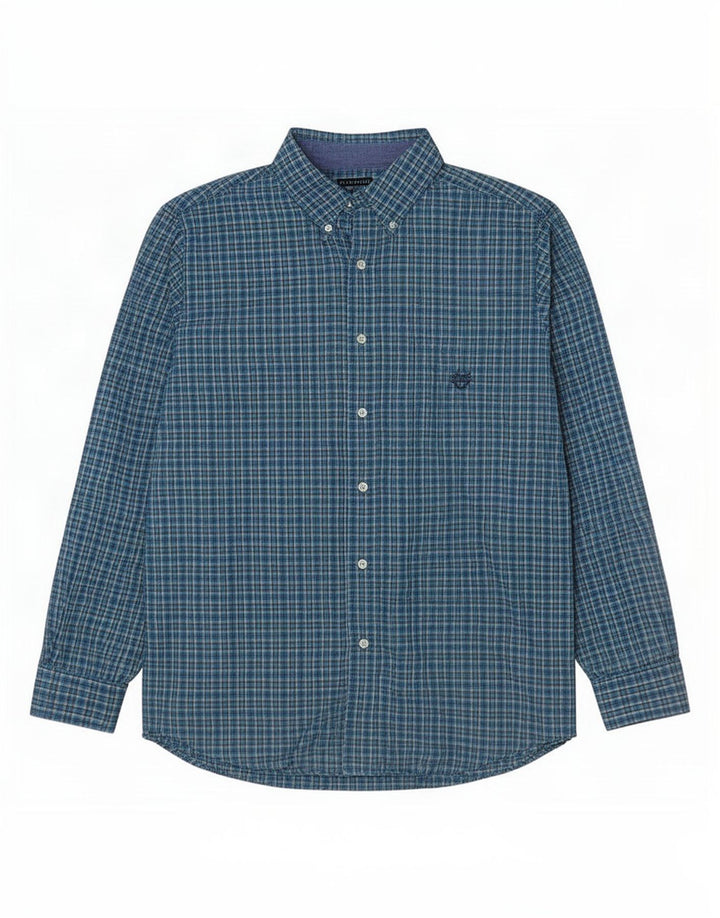 Camicia da uomo Chaps a quadri grandi in cotone blu
