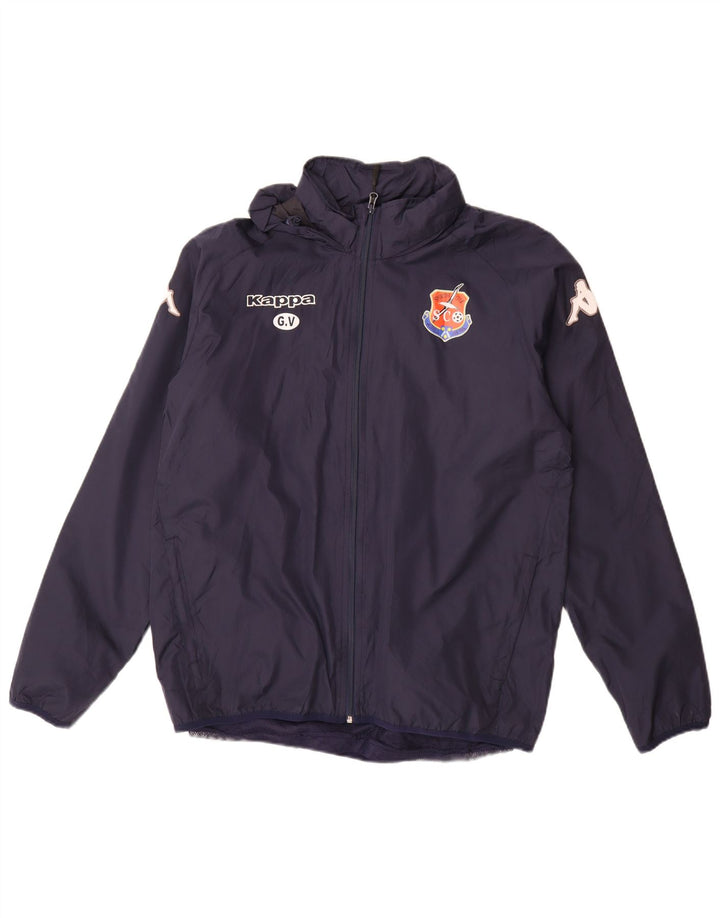 Giacca da ginnastica da uomo con cappuccio con grafica KAPPA media poliestere blu navy