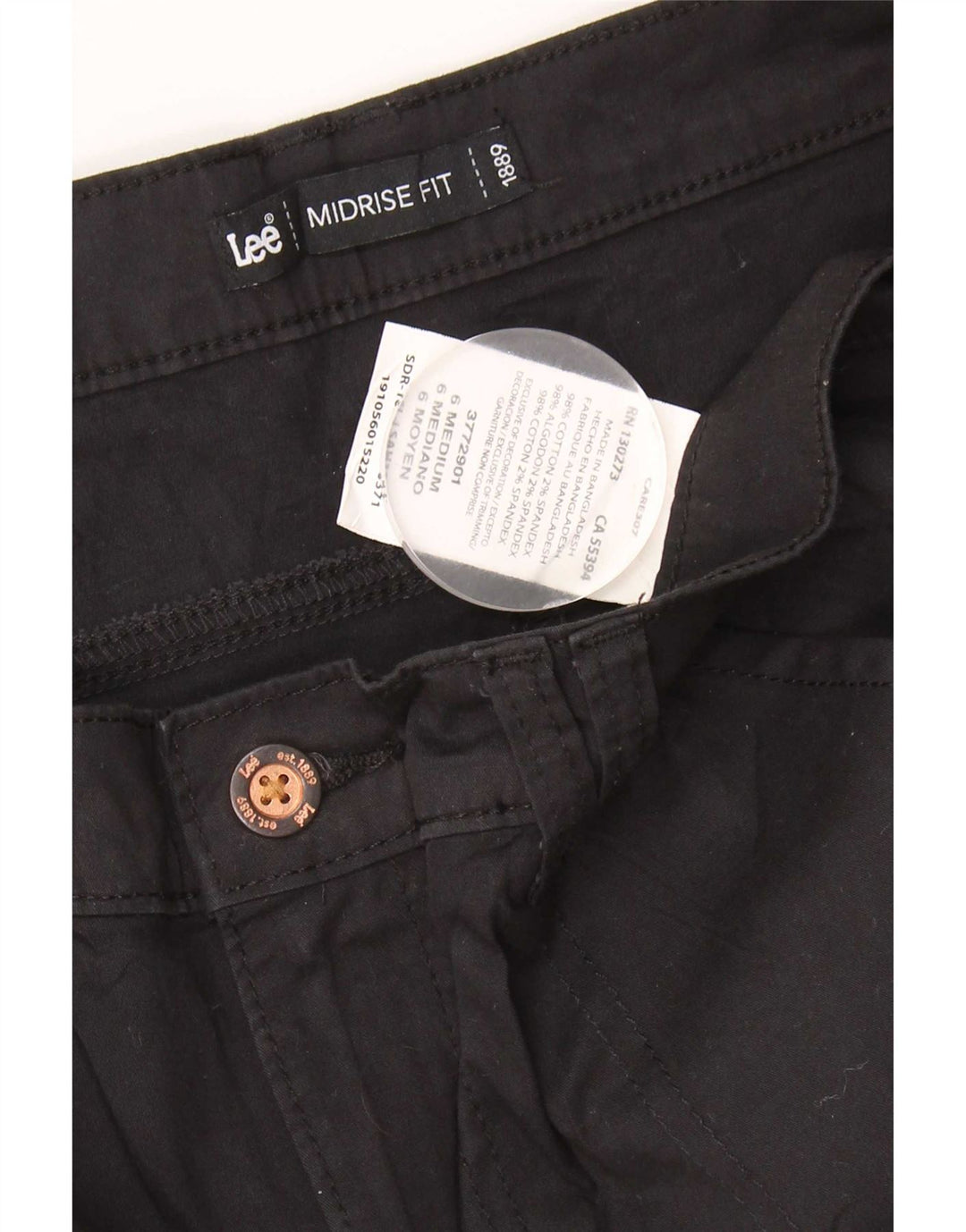 Pantaloncini cargo Lee da donna a vita media US 6 medi W30 cotone nero