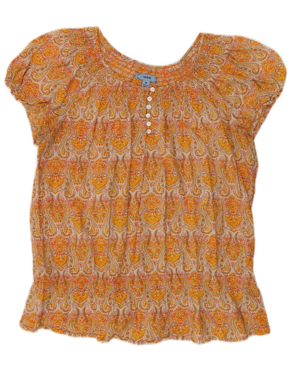 Camicetta da donna Izod Top UK 12 Cotone Paisley giallo medio