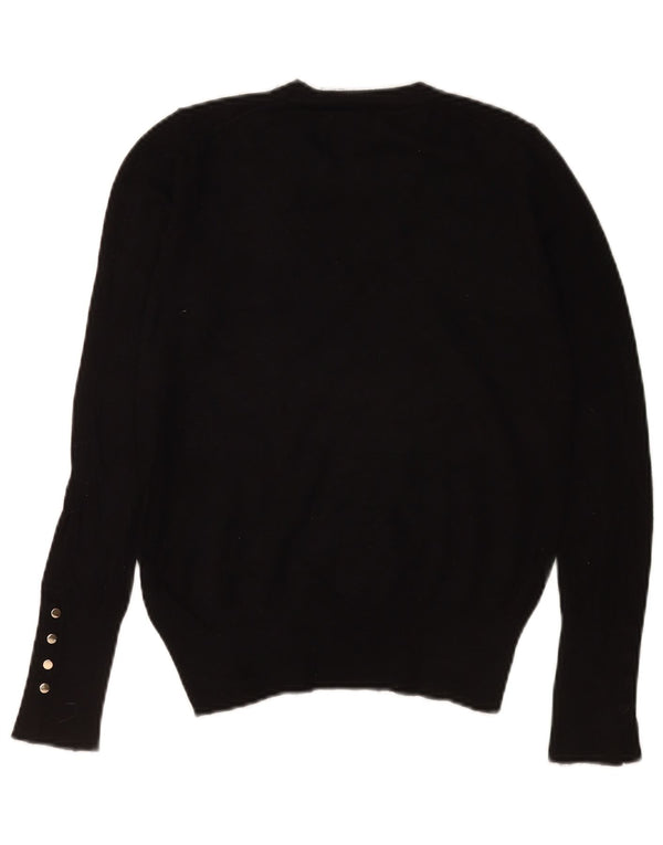 Zara Womens Crew Neck Jumper Sweater UK 10 Small Black Viscose